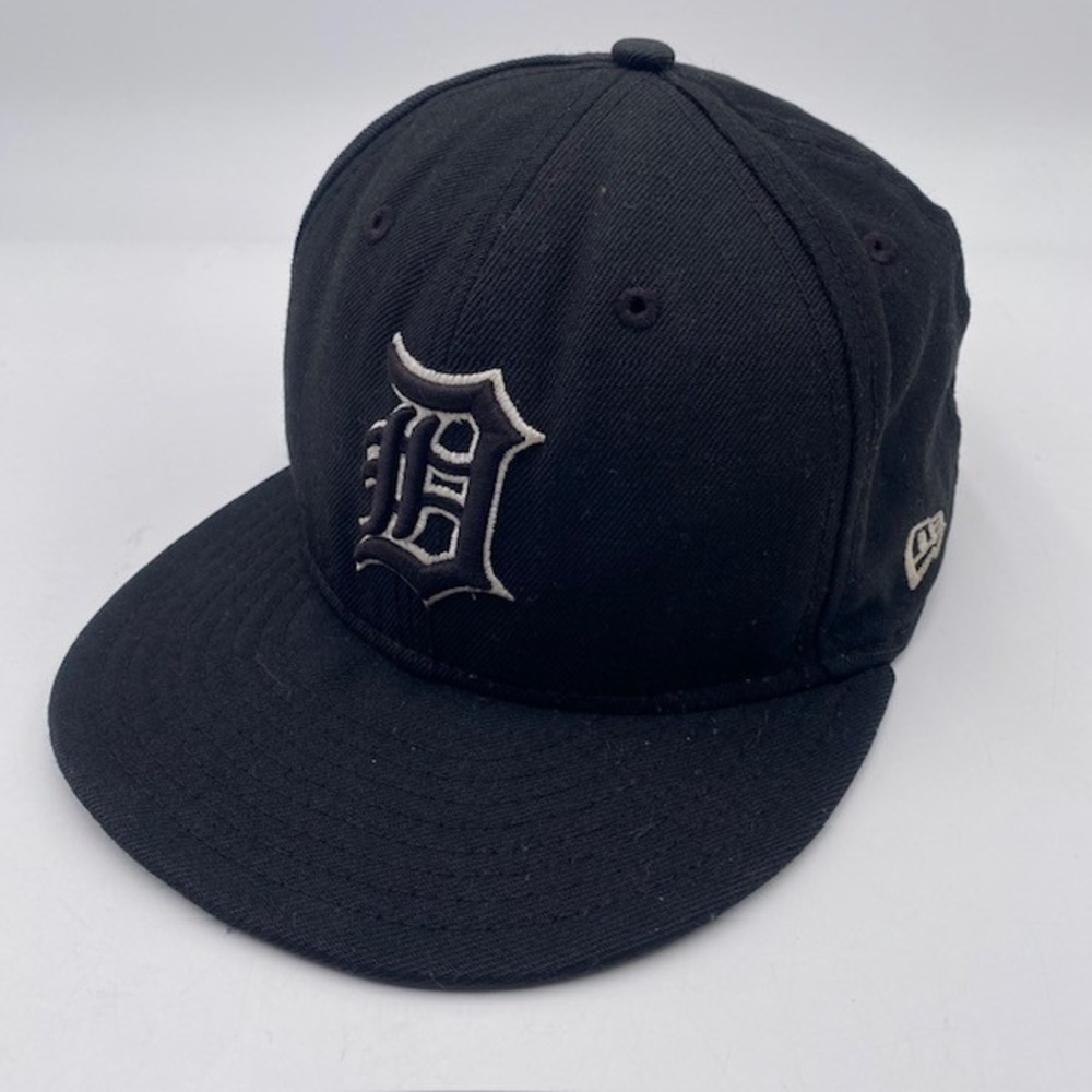 DETROIT TIGERS New Era 59FIFTY Fitted Hat Mens 7 1/2 Black Wool MLB Baseball Cap
